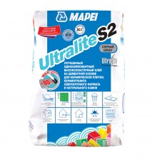 Клей для плитки, керамогранита сверхкрупного формата Mapei Ultralite S2 серый (класс C2ES2) 15 кг